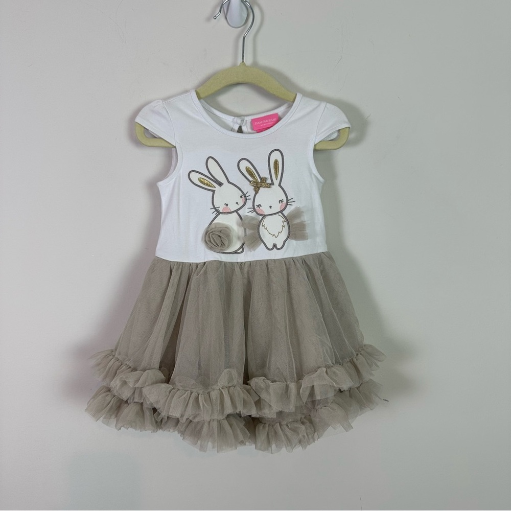 Isaac Mizrahi Baby Girls Tulle Bunny Dress Size 12 Months Easter Spring New